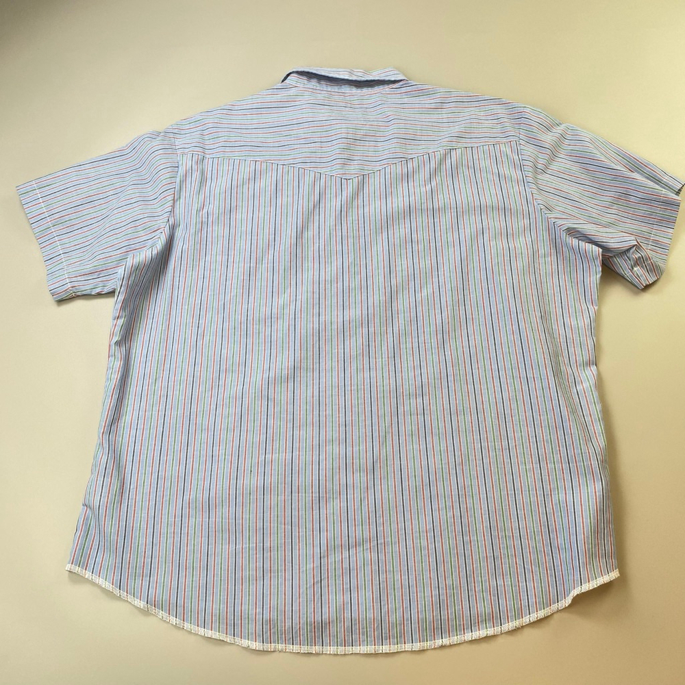 Rustler Shirt Mens XXL Blue Stripe Pearl Snap Cowboy Rockabilly Rodeo Heritage - Picture 3 of 13